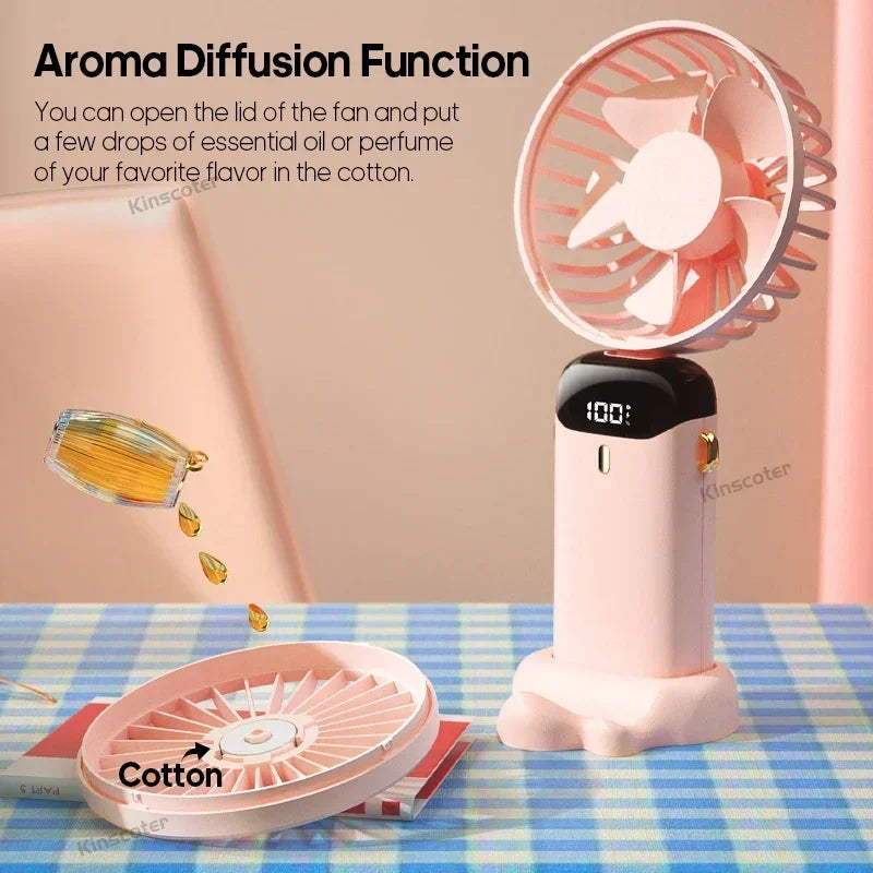 3-in-1 Portable Neck Fan & Handheld Fan – 5 Speeds, LED Display, Phone Stand