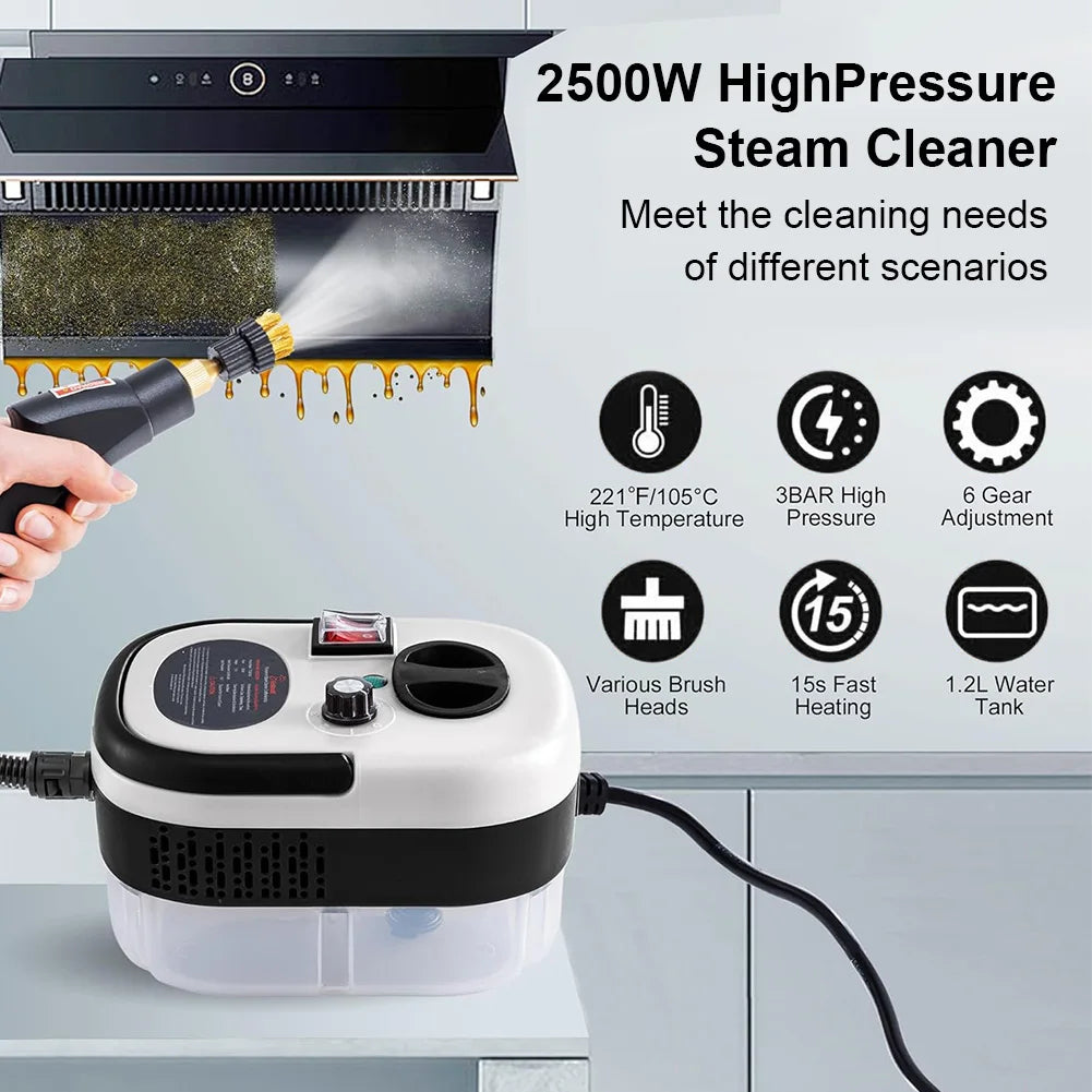 1200ML Handheld Steam Cleaner – 2500W High Pressure Multi-Surface Steamer