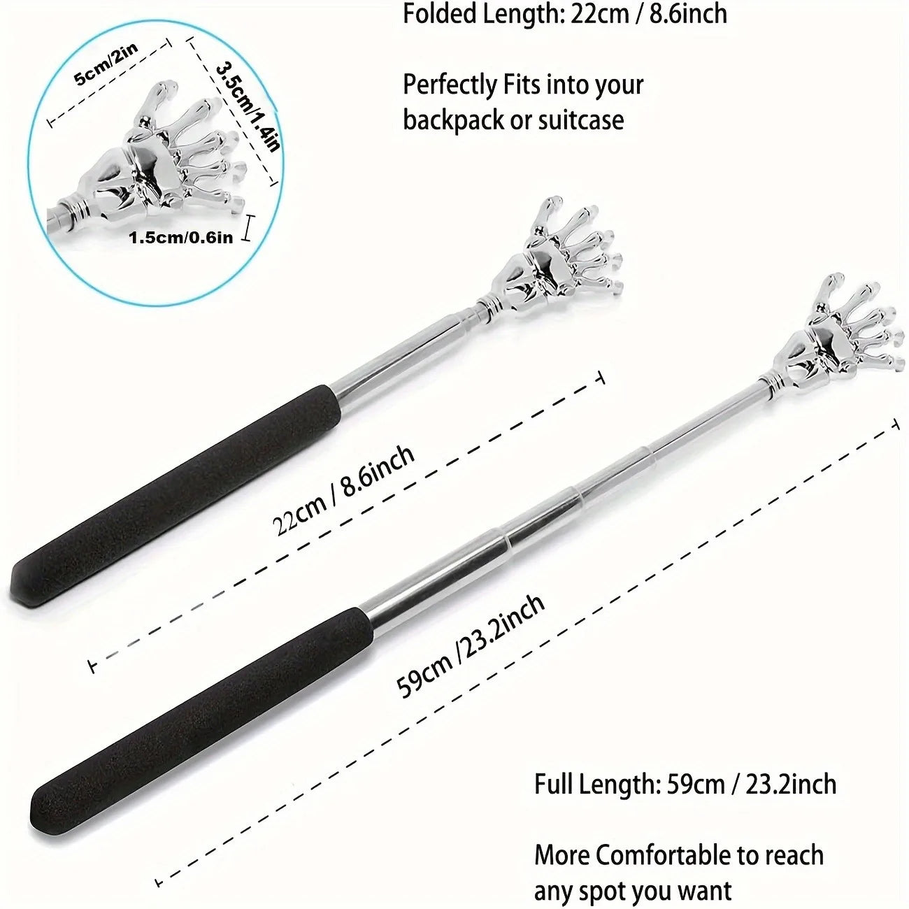 Telescoping Back Scratcher – Extendable Stainless Steel Scratcher & Massager for People & Pets