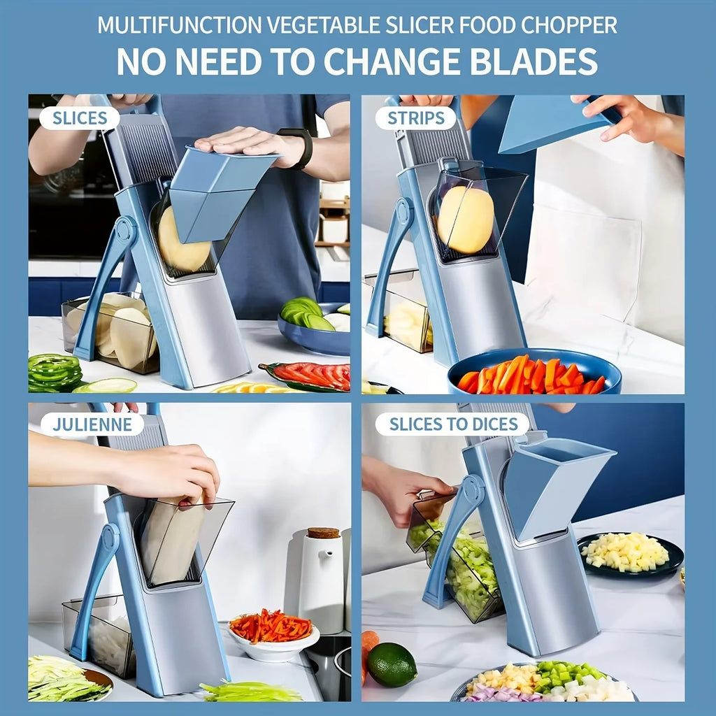 4-in-1 Adjustable Vegetable Slicer – Safe Mandoline with Julienne, Dicer & Slice Modes