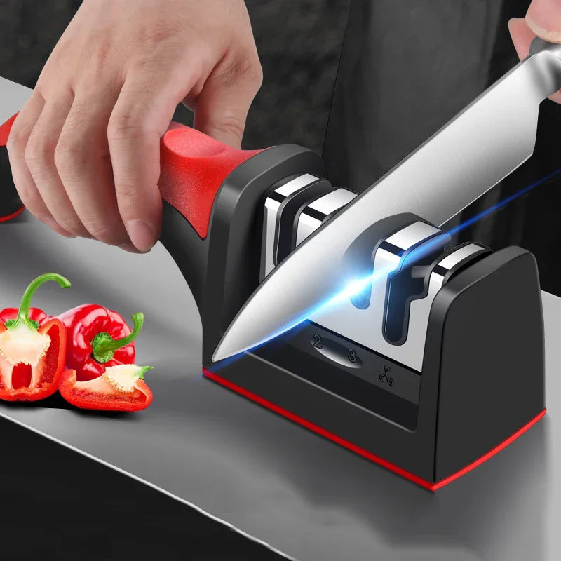 3-Stage Handheld Knife Sharpener – Quick Sharpening Tool with Non-Slip Base