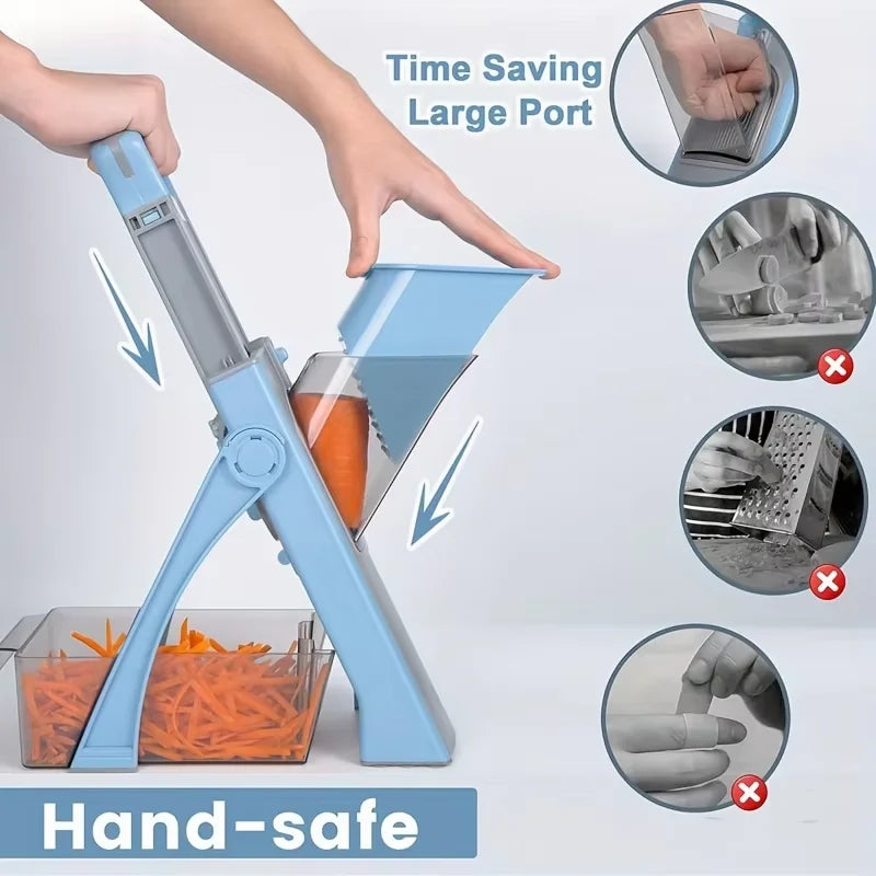 4-in-1 Adjustable Vegetable Slicer – Safe Mandoline with Julienne, Dicer & Slice Modes