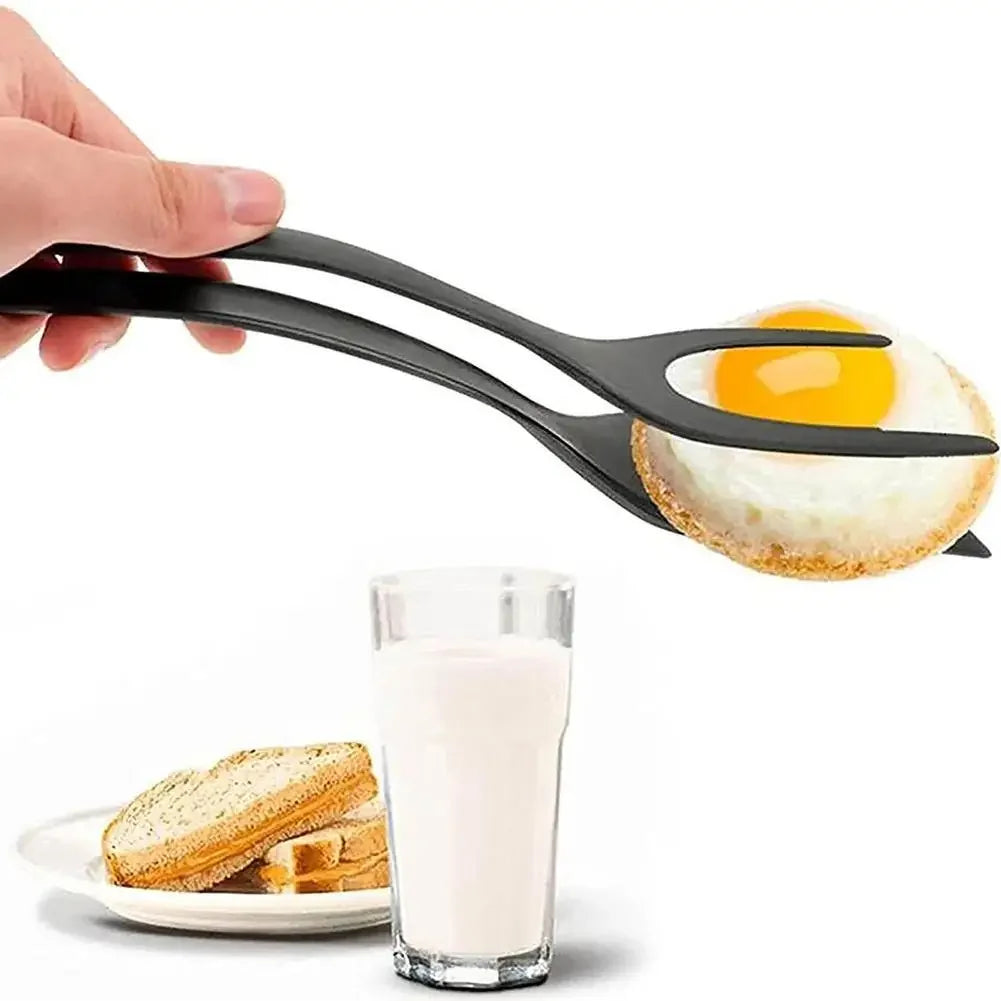 2-in-1 Flip Tongs & Spatula – Non-Stick Kitchen Turner for Eggs, Steak & Pancakes