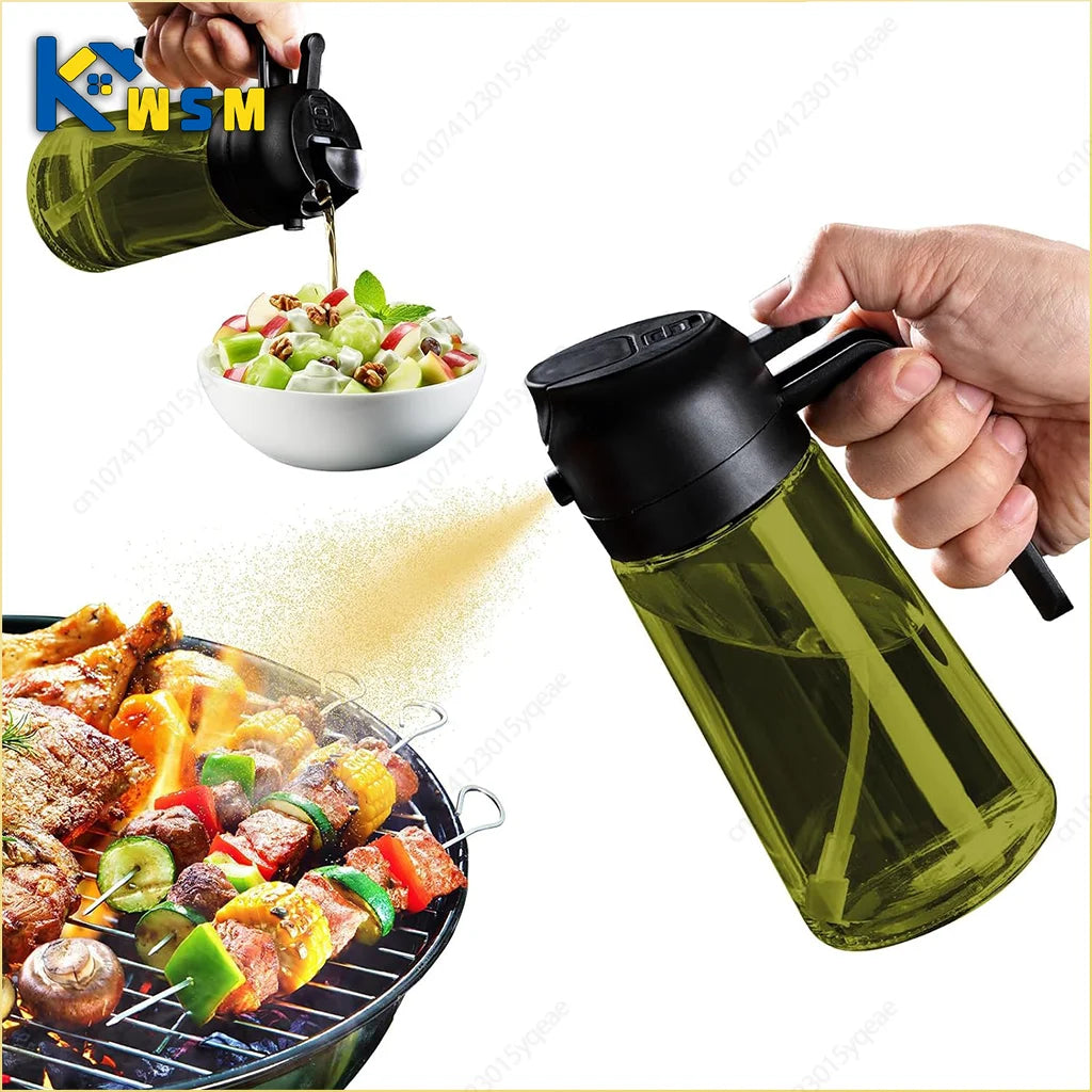 2-in-1 Dark Glass Oil Sprayer & Dispenser – 500ml Lightproof Bottle