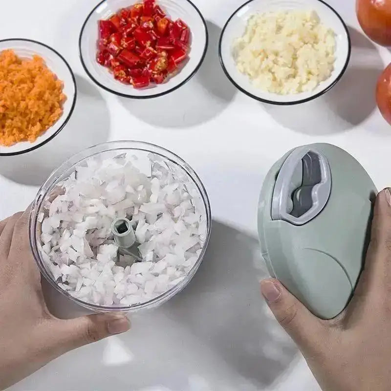 Manual Pull-Cord Garlic Chopper & Vegetable Slicer – 500ml & 900ml, CE Certified