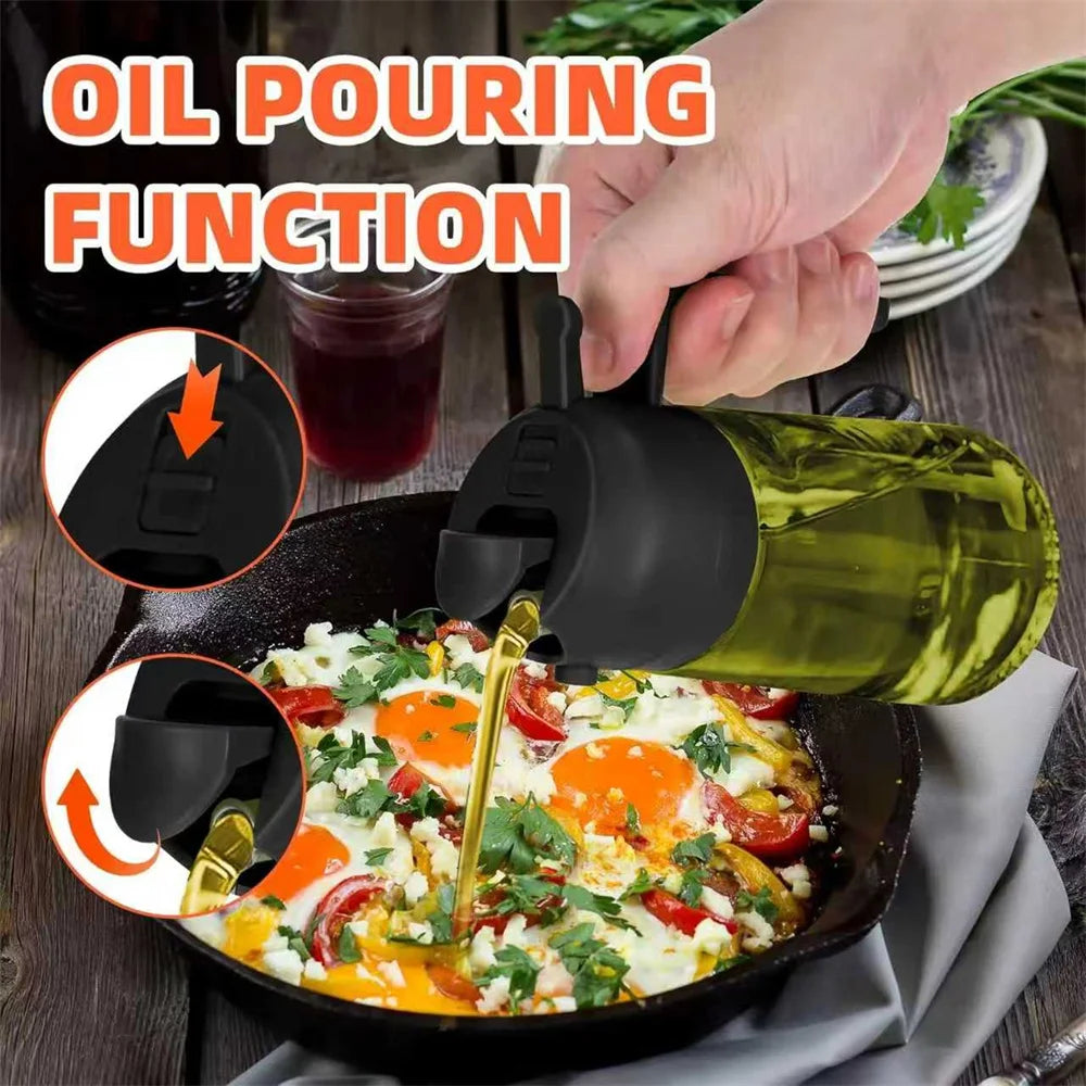 470ml 2-in-1 Glass Oil Sprayer & Dispenser – Dual Spray Modes