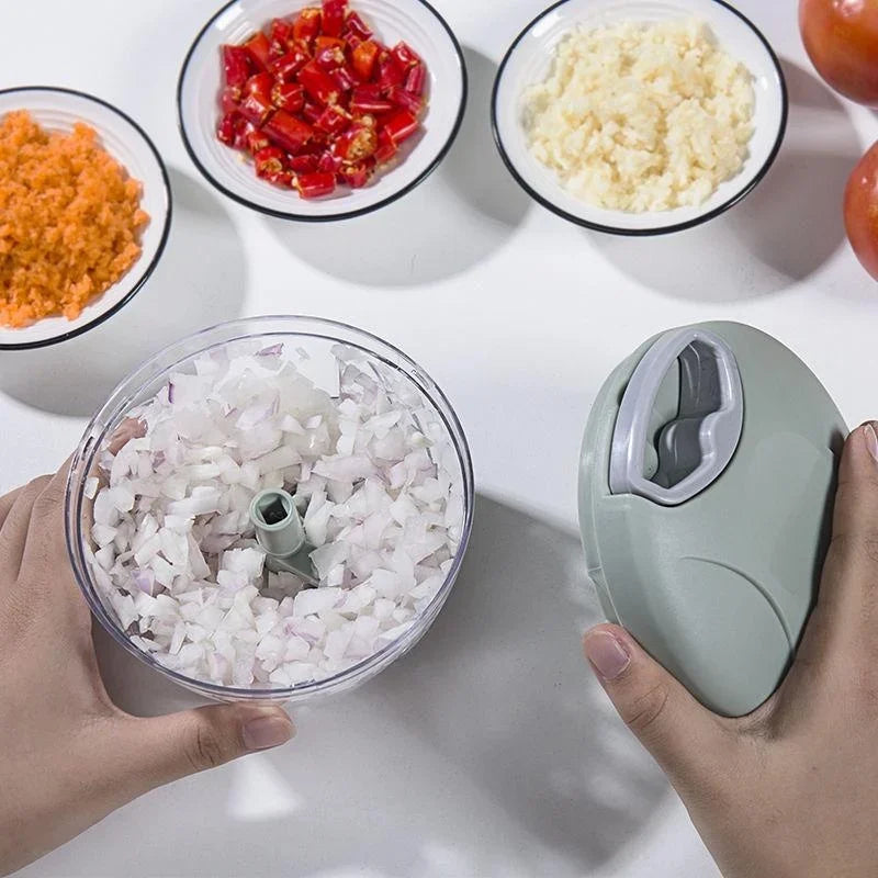 Manual Garlic Chopper & Vegetable Mincer – Pull-Cord Crusher, 500ml & 900ml