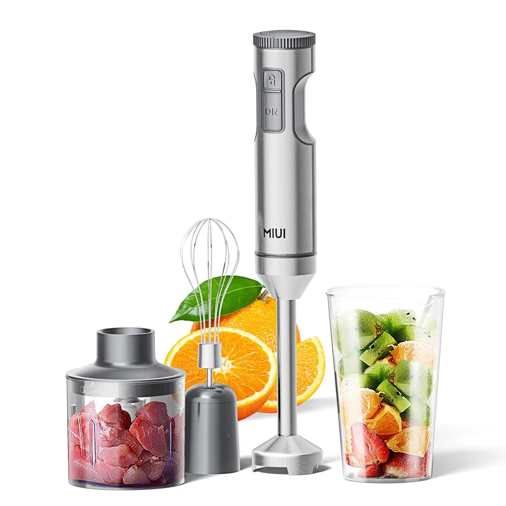 ROUNY 4-in-1 Hand Immersion Blender – 14 Speeds, 700ml Beaker, 500ml Processor & Whisk