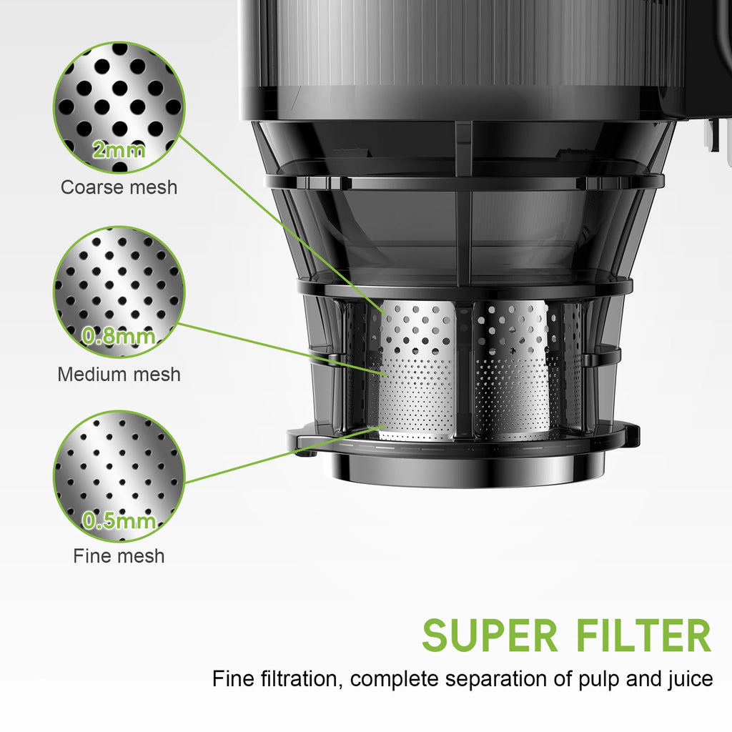 BioloMix Cold Press Slow Masticating Juicer – 130mm Feed Chute, Triple Filter, BPA-Free