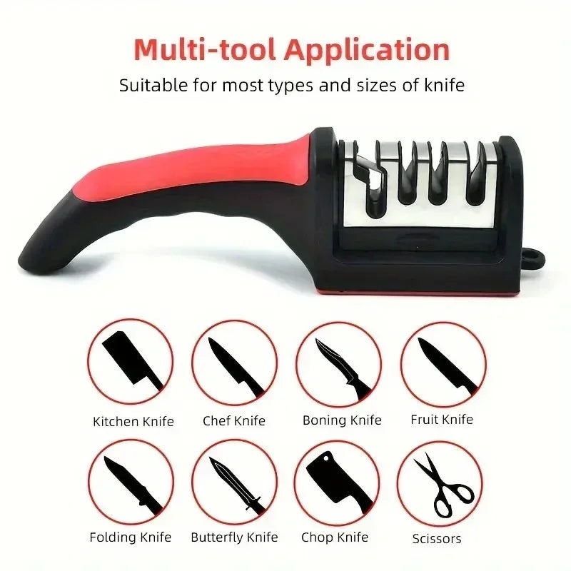 3-Stage Handheld Knife Sharpener – Quick Sharpening Tool with Non-Slip Base