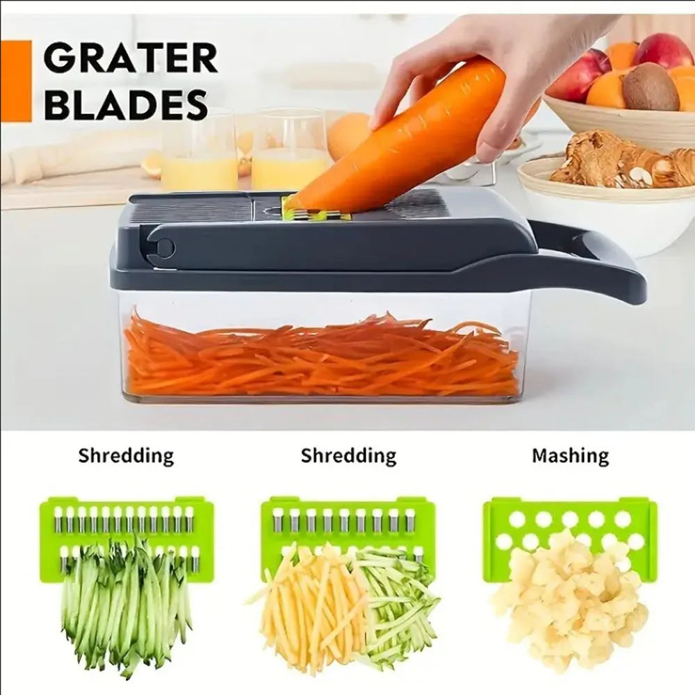 Vegetable Chopper & Mandoline Slicer with Container – Cheese Grater & Food Cutter