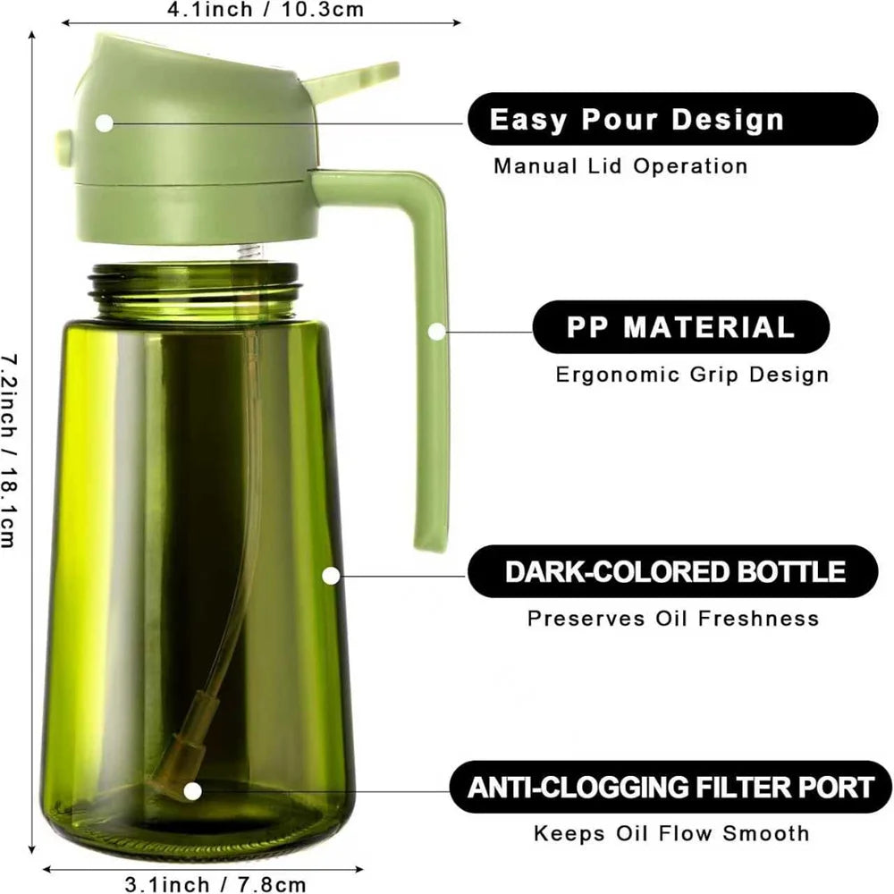 470ml 2-in-1 Glass Oil Sprayer & Dispenser – Dual Spray Modes